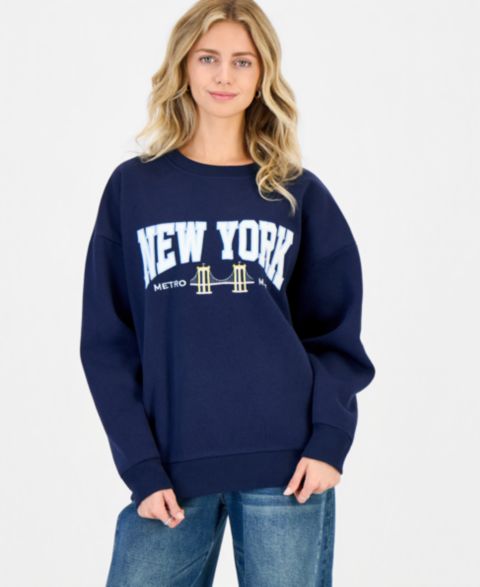 Женская толстовка Rebel Veil Juniors' Oversized Embroidered Fleece, цвет: Тёмно-синий