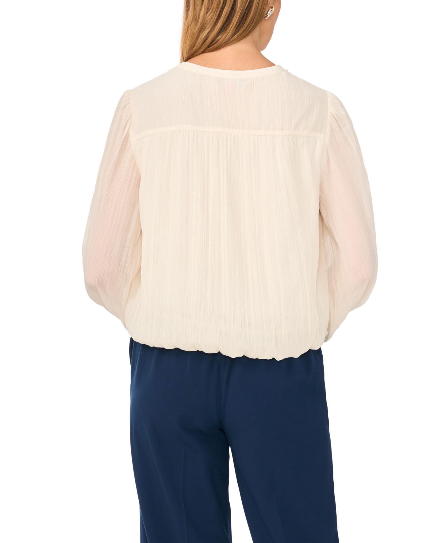 Женская блузка Vince Camuto Long-Sleeve Split-Neck Bubble-Hem, цвет: Песочный — фото 4