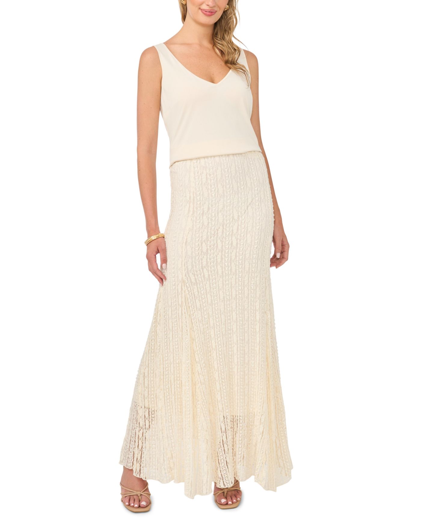 Женская юбка Vince Camuto Knit Godet Maxi, цвет: Слоновая кость — фото 2