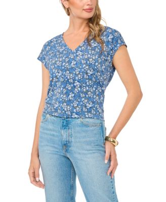 Women's Floral V-Neck Short-Sleeve T-Shirt