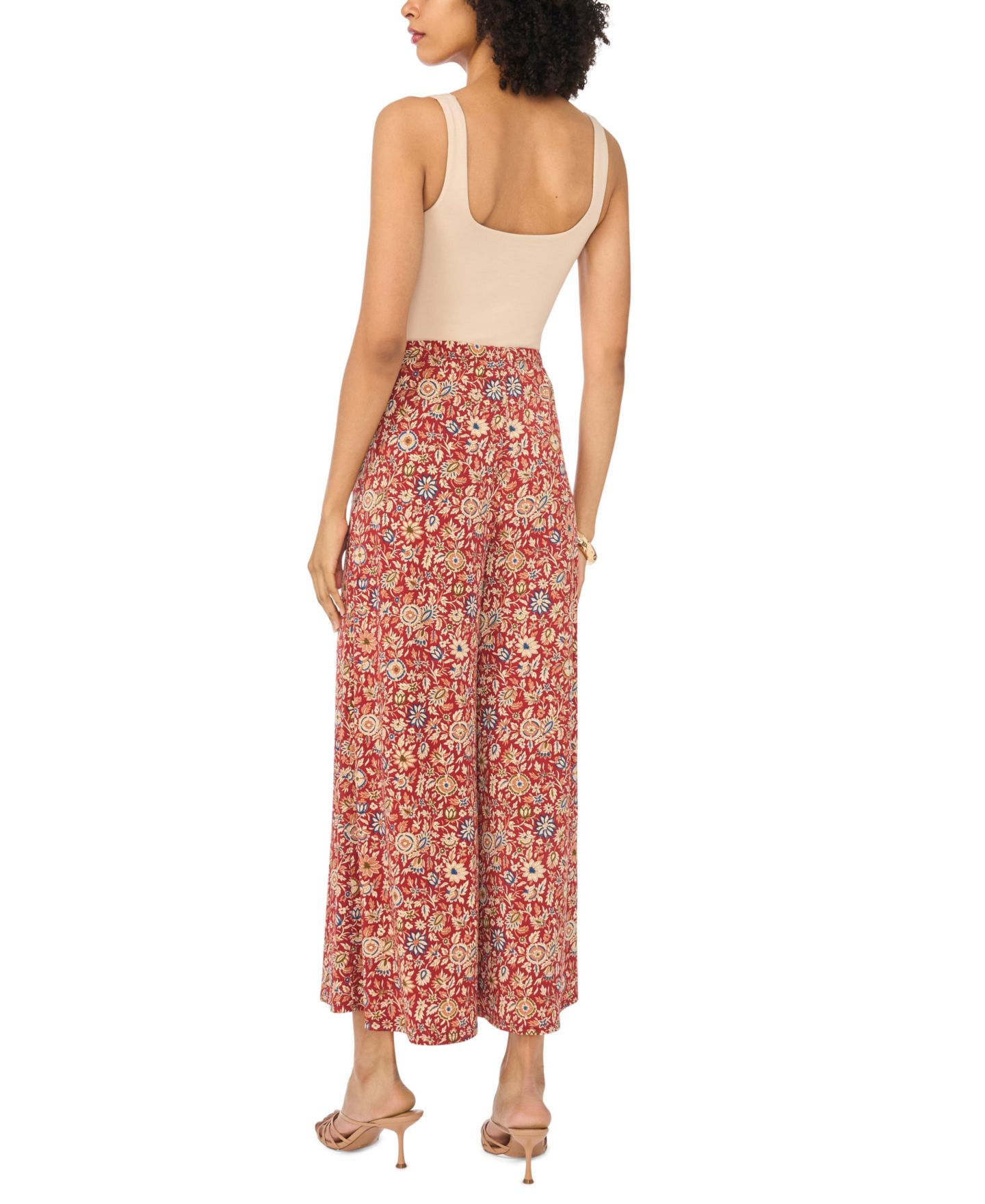 Женские брюки Vince Camuto Wide-Leg Pull-On Floral-Print, цвет: Красный — фото 5