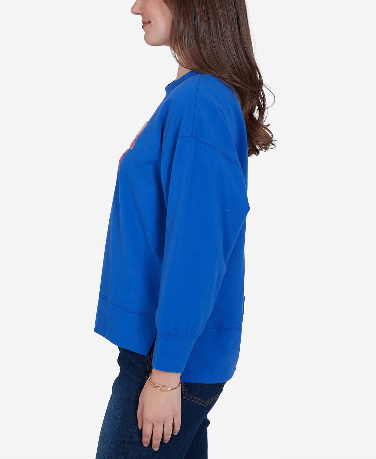 Ruby Rd. Petite Game Day Graphic Terry Sweatshirt In Cobolt Multi