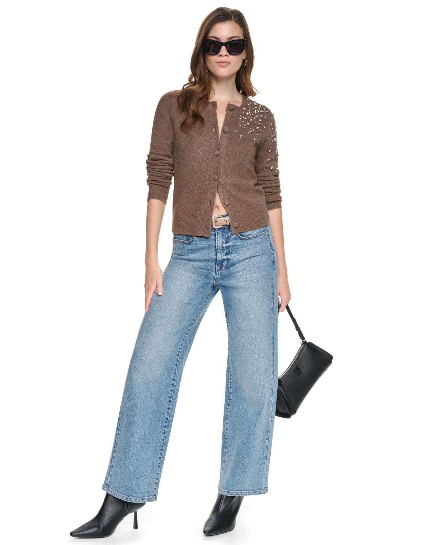 Женский кардиган DKNY Jeans Petite Embellished Button-Front, цвет: Карамельный меланжевый — фото 9