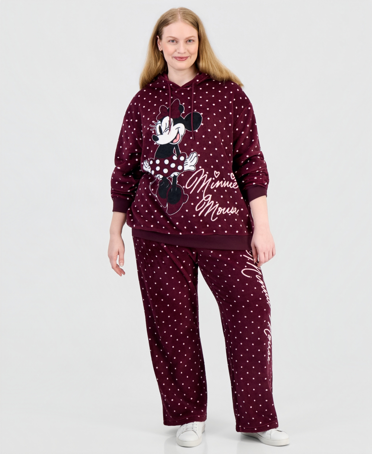 Disney Girls' Plus Size Minnie Mouse Polka-dot Print Pull-on Pants In Windsor Wine
