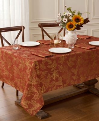 Metallic Falling Leaves Foil Rectangular Tablecloth, 60" x 84"