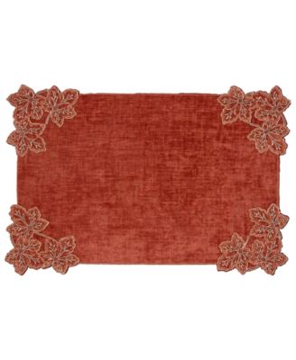 Lurex Leaves Velvet Rectangular Placemat, 13" x 19"