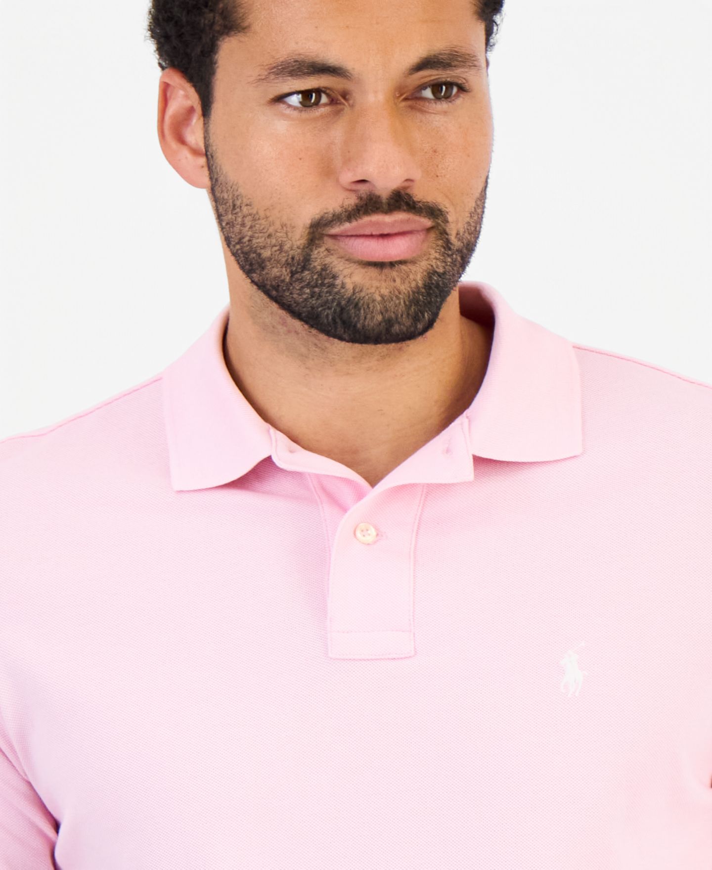Мужское поло Polo Ralph Lauren The Iconic Classic-Fit Mesh Polo Shirt, цвет: Розовый — фото 2