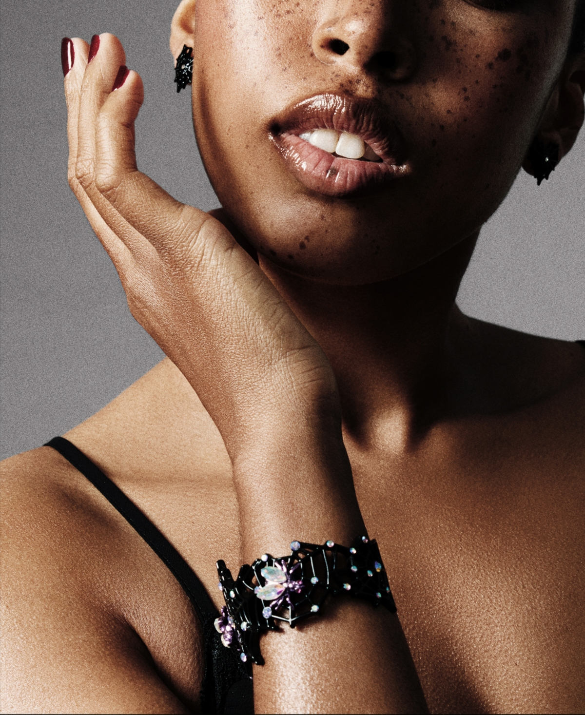 Betsey Johnson Faux-Stone Halloween Spiderweb Cuff Bracelet