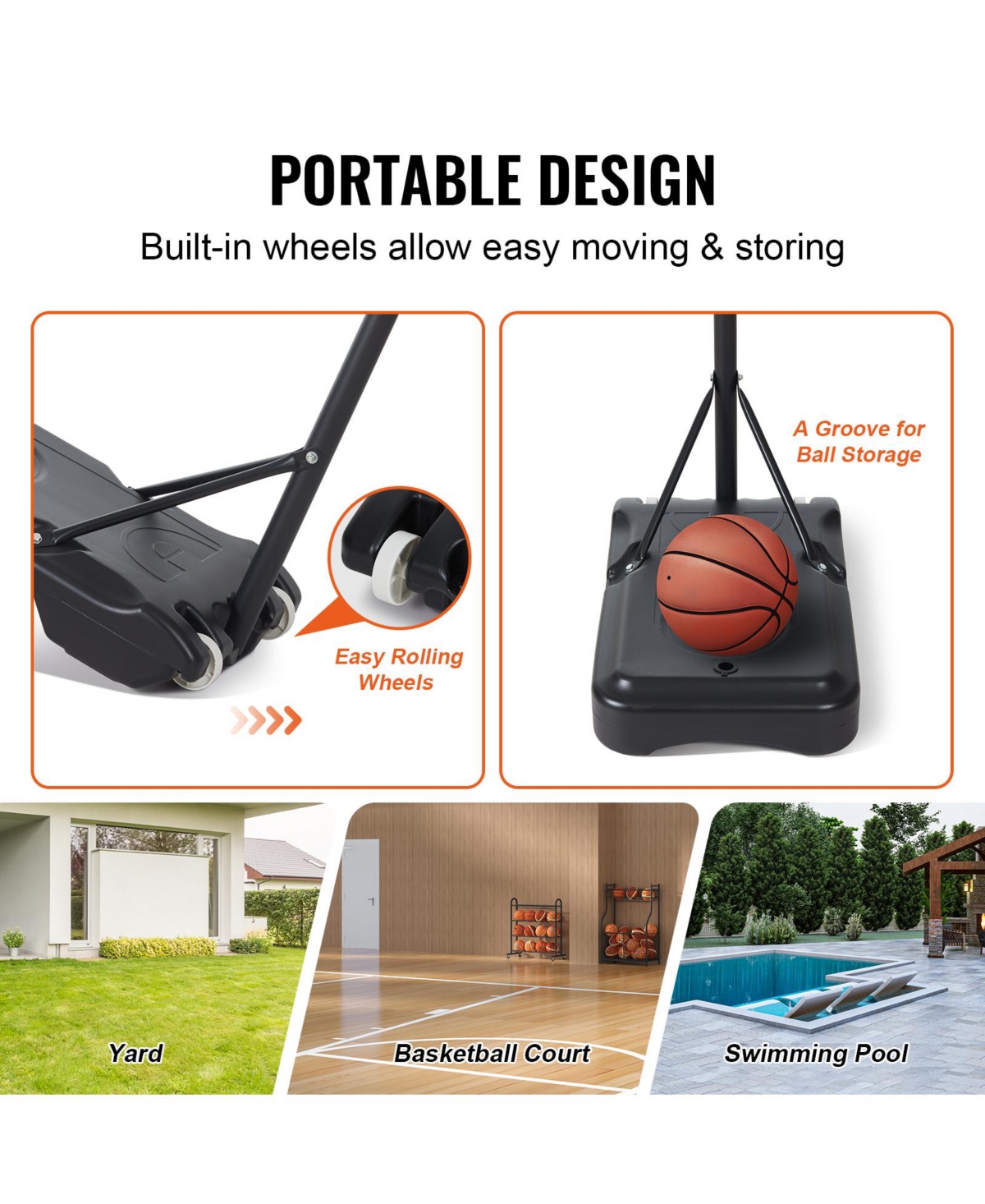 Vevor 32" Basketball Hoop Adjustable Height Backboard System for Outdoor Indoor