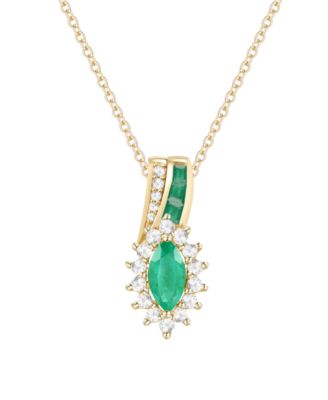 Ruby (5/8 ct. t.w.) & Diamond (1/4 ct. t.w.) Pendant Necklace in 14k Yellow Gold (Also available in Emerald and Sapphire)