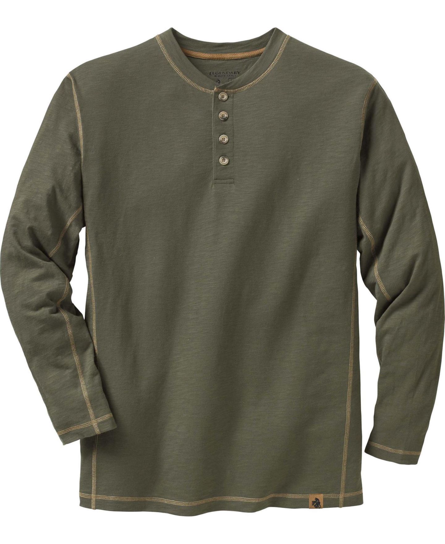 Мужская рубашка Legendary Whitetails Maverick Slub Henley Long Sleeve, цвет: Армейский зелёный — фото 8