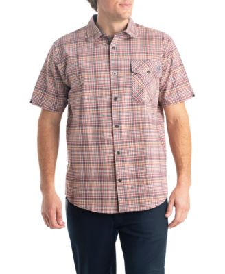 Men's Plaid Button Up Moisture Wicking UPF 30+ Short Sleeve Shirt