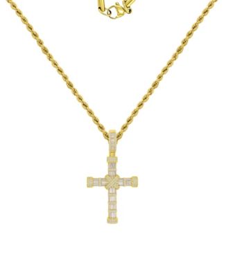14k Gold-Plated Cross Rope Chain Necklace