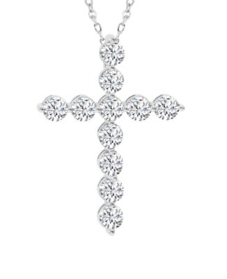 Silver-Plated Mini Round Cross Necklace
