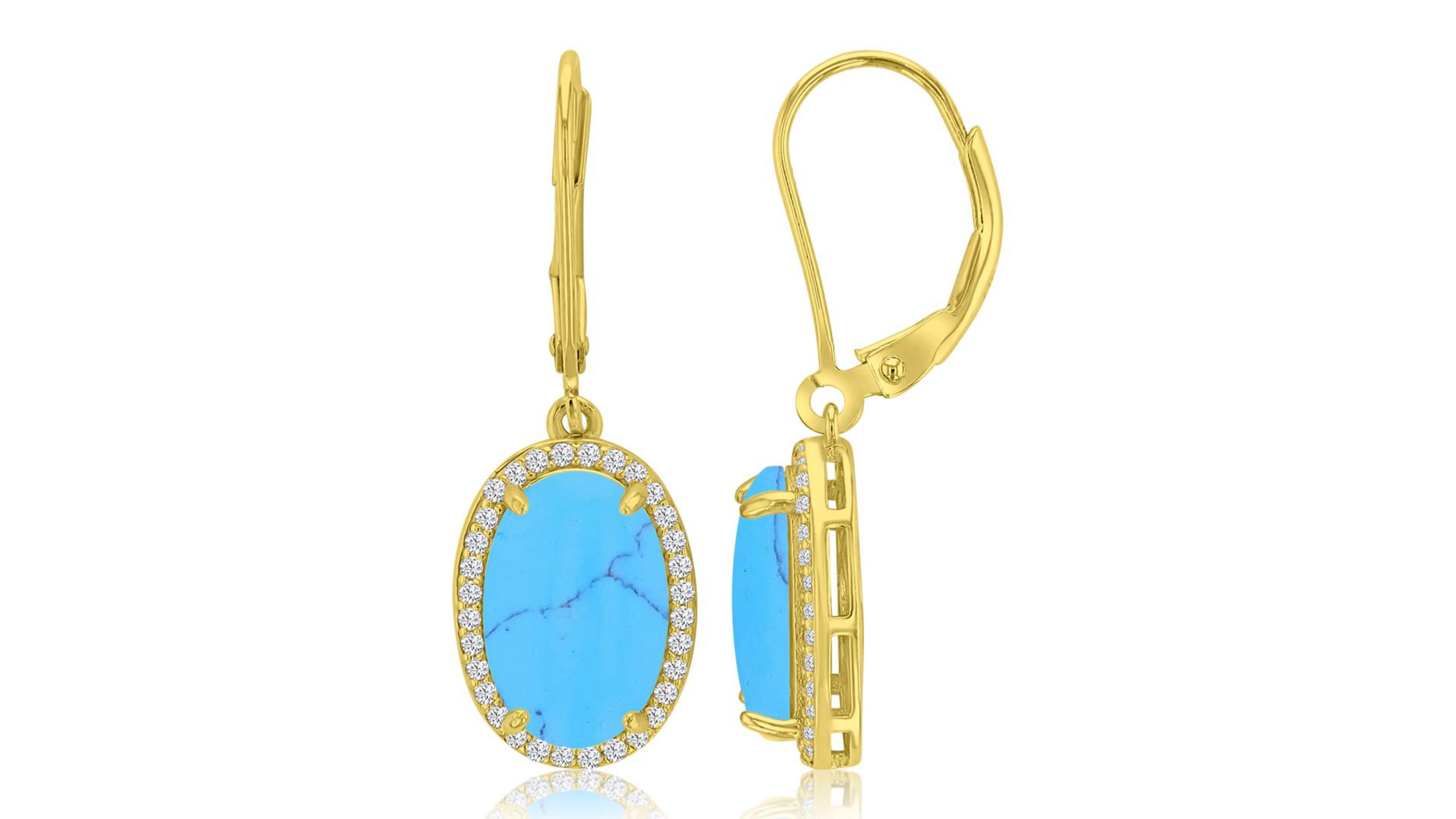 Macy's 14k Gold-Plated Turquoise Drop Earrings