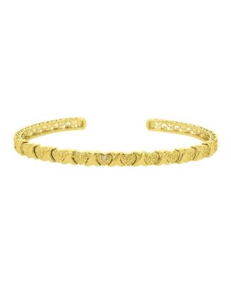 14k Gold-Plated Heart Style Open Bangle Bracelet