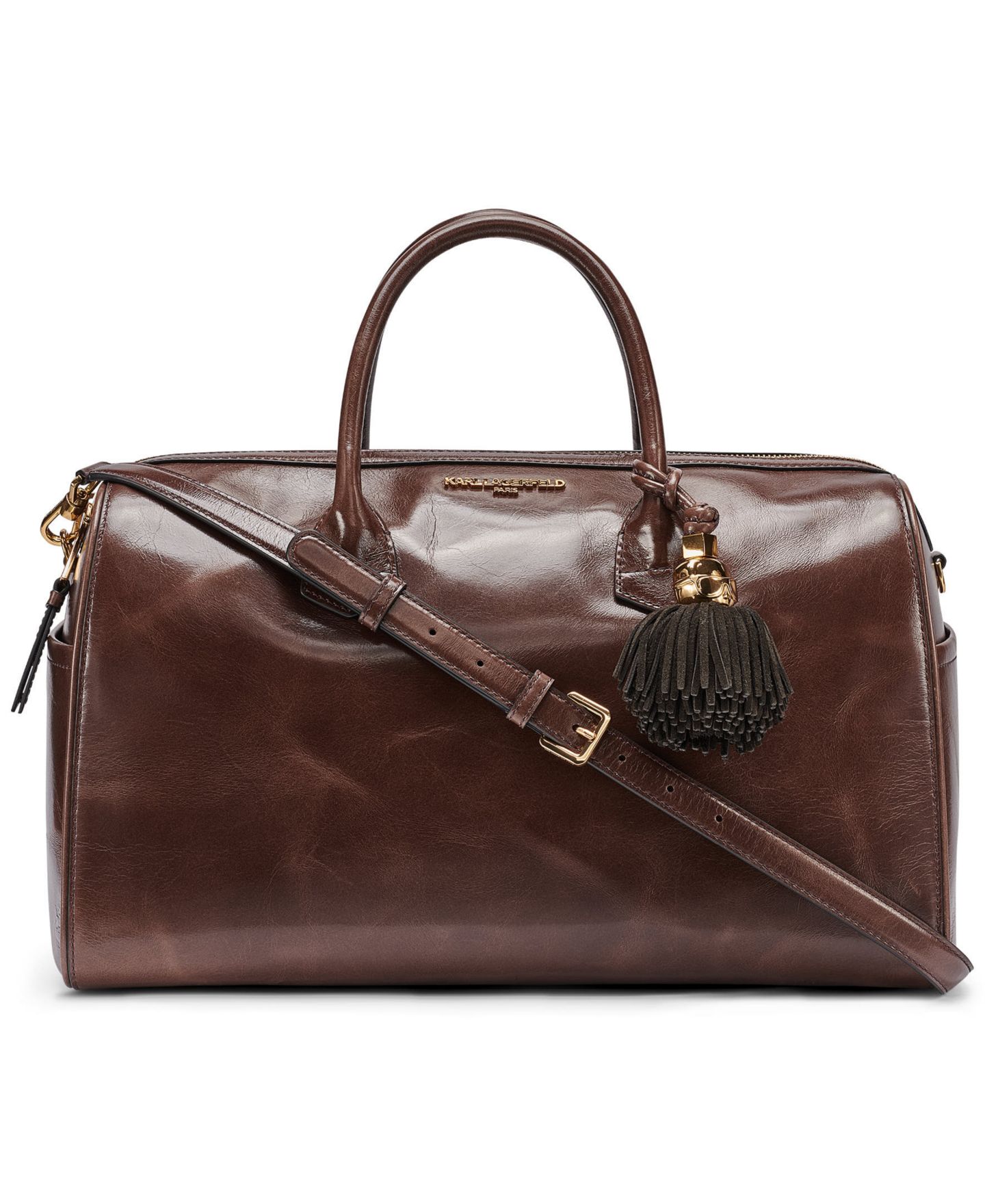 Женская сумка KARL LAGERFELD PARIS Perette Barrel Medium Leather Crossbody Handbag, цвет: Тёмно-коричневый — фото 1