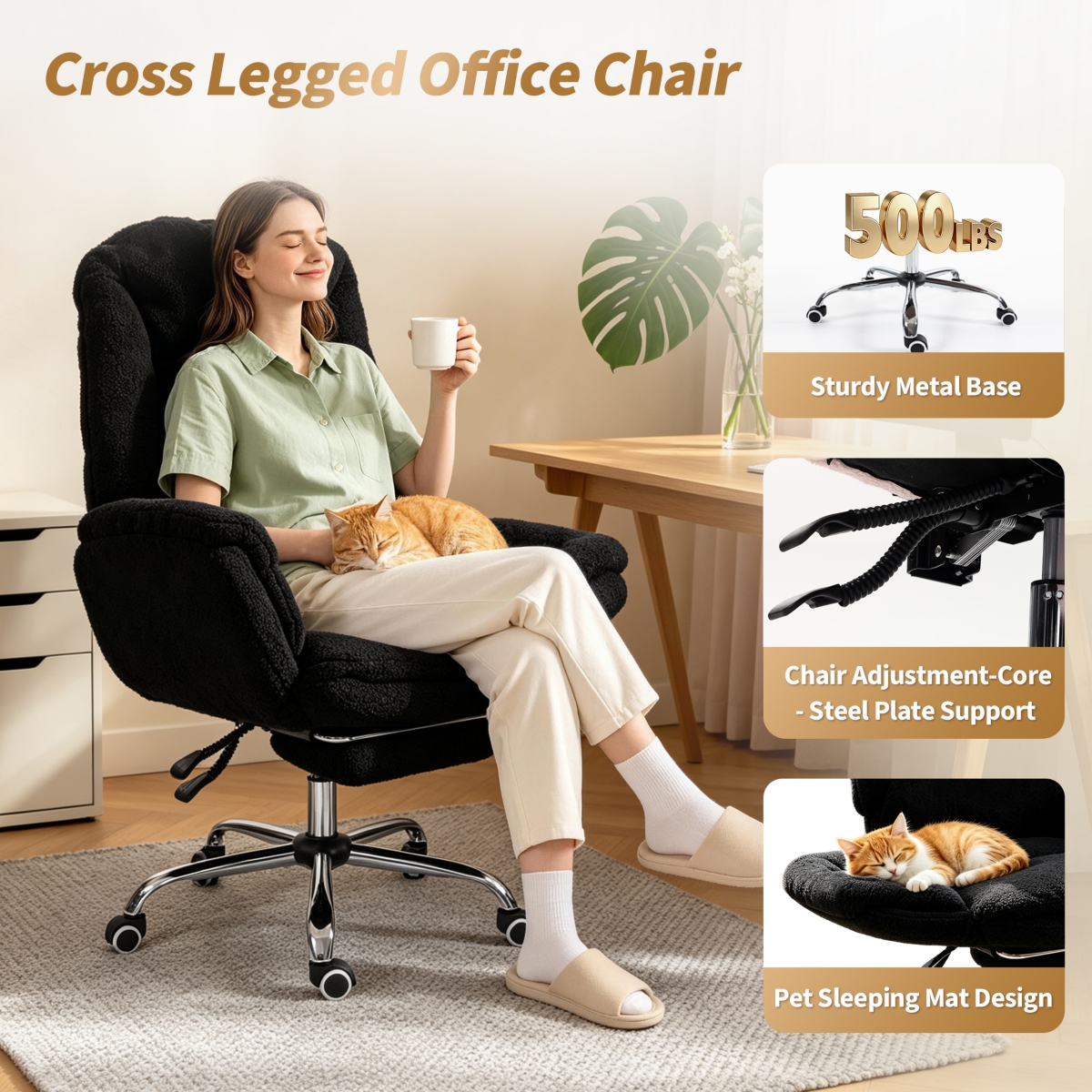 gaomon Office Chair, Flip Armrests for Pets and Cross Legged Sitting,Executive Ergonomic Computer Gaming Chair with Foot Rest