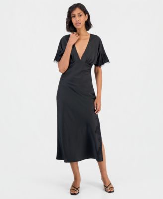 Women's Tallulah Lace-Trim Flutter-Sleeve V-Neck Midi Dress