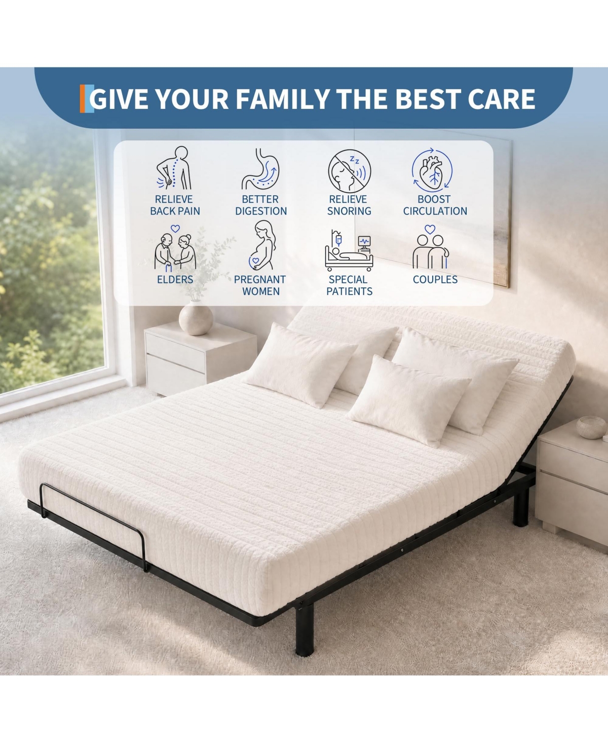 homfan Foldable Metal Platform Bed Frame