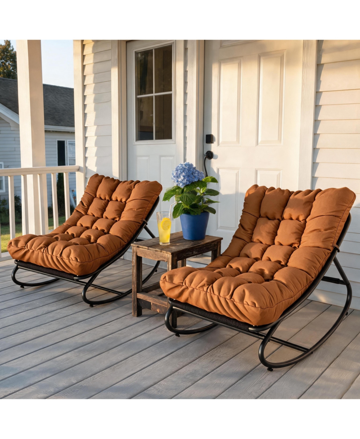 Papasan Rocking Chairs, 30 Inch Oversized Egg Chair with 450 Lb Capacity for Patio or Living Room