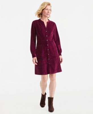 Women's Long-Sleeve Corduroy Dress