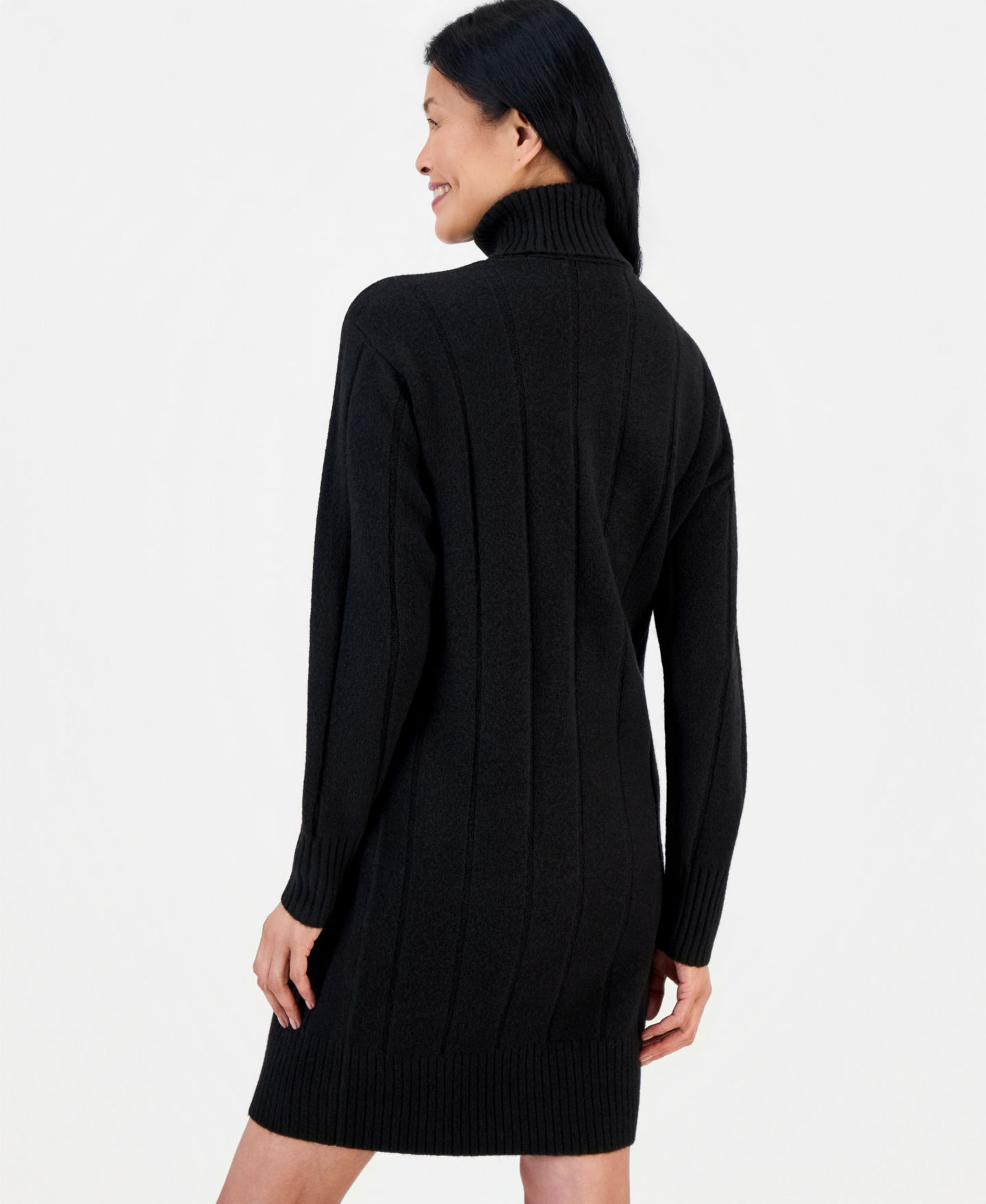 Женское платье Style & Co Luxsoft Long-Sleeve Turtleneck Sweater Dress, цвет: Глубокий чёрный — фото 2