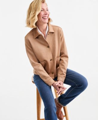 Women's Faux-Suede Button-Front Jacket