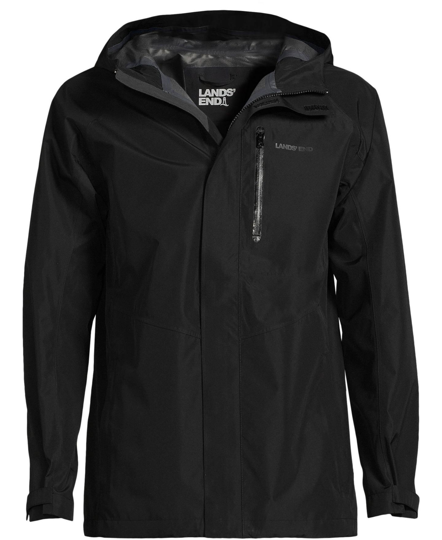 Мужская куртка Lands' End Squall Waterproof Packable Shell Rain Jacket, цвет: Чёрный — фото 3