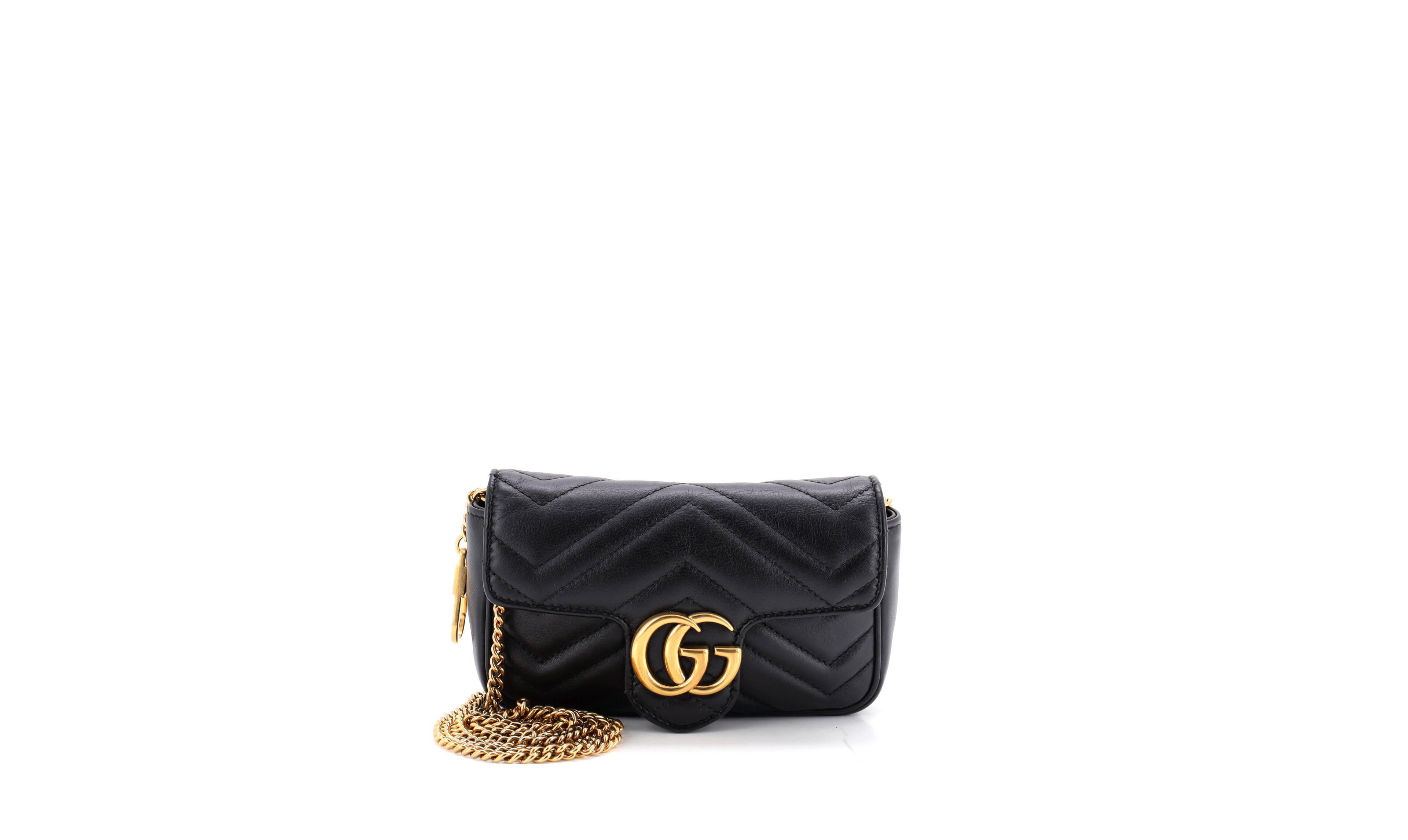 Pre-Owned Gucci Super Mini Gg Marmont Flap Bag Matelasse Leather