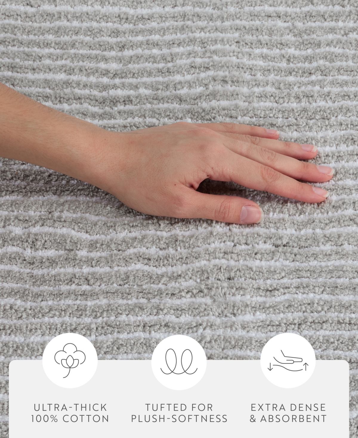 ienjoy Home Pinstripe Cotton Bath Mat, 24" x 17"