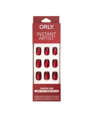 Crawfords Wine Cat Eye Instant Artist Short Soft Square Press-On Nails Set