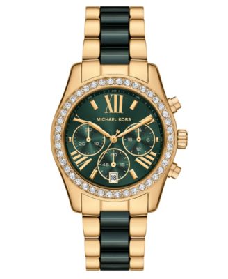 MICHAEL Women's Lexington Chronograph Green Ceramic and Gold-Tone Stainless Steel Watch 38mm
