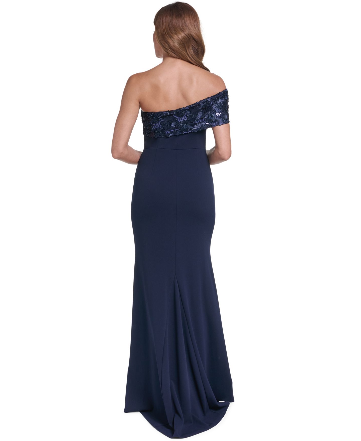 Женское платье Eliza J Off-the-Shoulder Side-Tuck Long, цвет: Тёмно-синий — фото 5