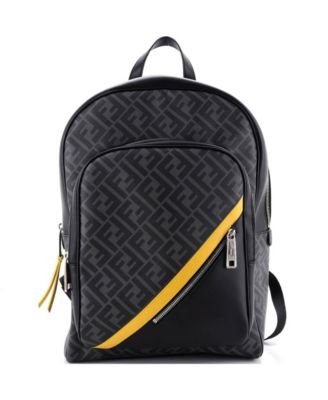 Large Front Pocket Backpack Zucca Coated Canvas and Leather