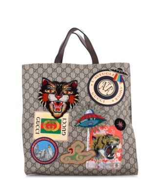 North South Courrier Convertible Soft Open Tote GG Coated Canvas with Applique