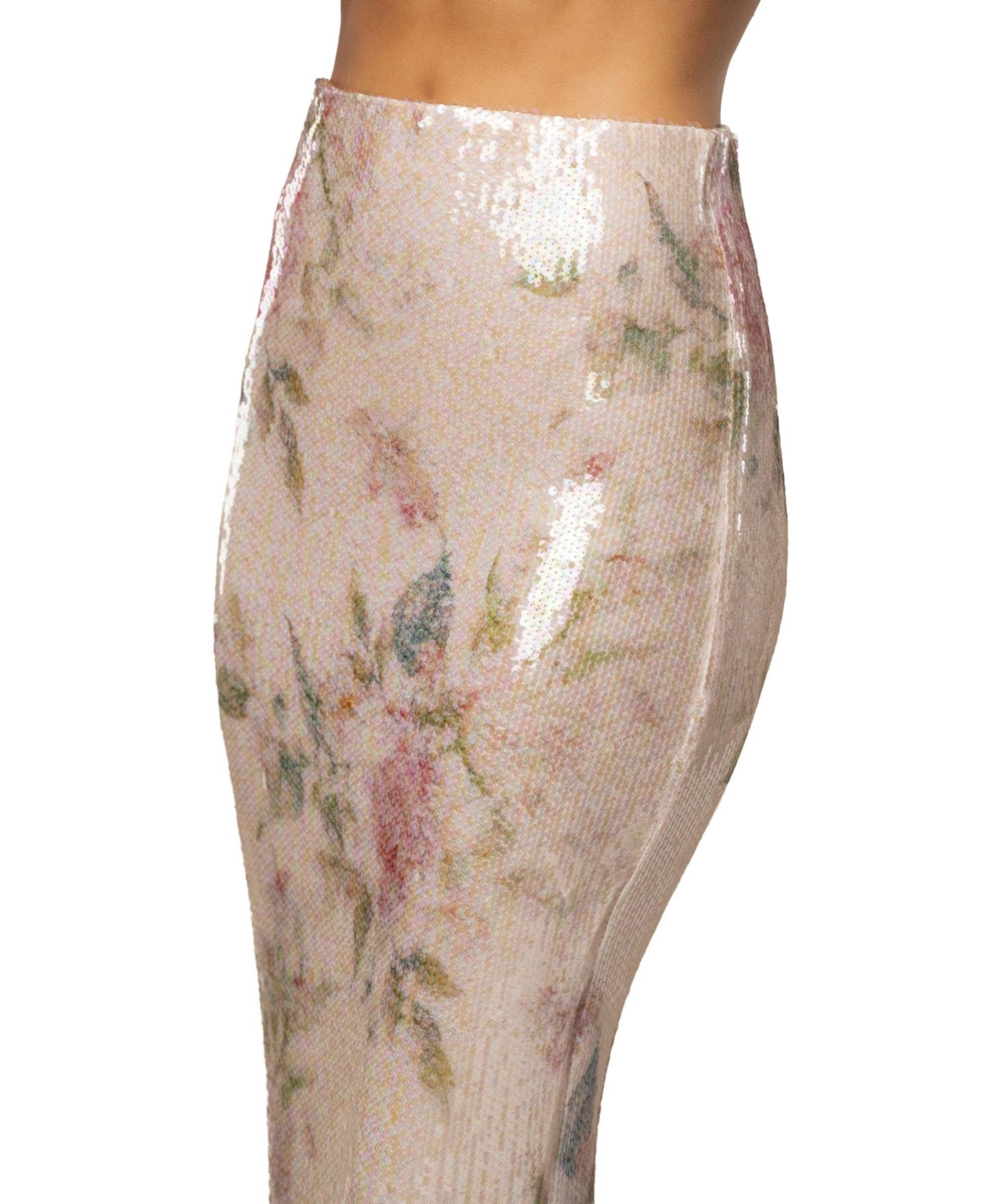 Женская юбка JLUXLABEL Floral Villa Nights Sequin, цвет: Слоновая кость с принтом — фото 4