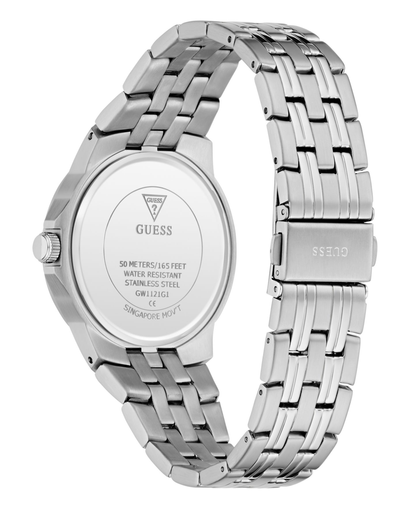 Мужские часы GUESS Quartz Silver-Tone Stainless Steel Watch 39mm — фото 2