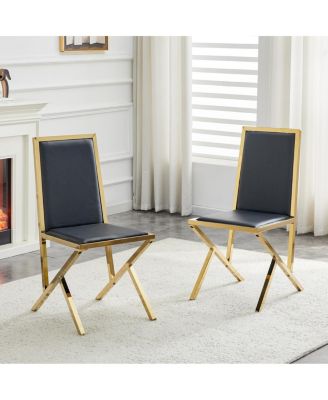 2-Pack Metal Framed PU Dining Chairs