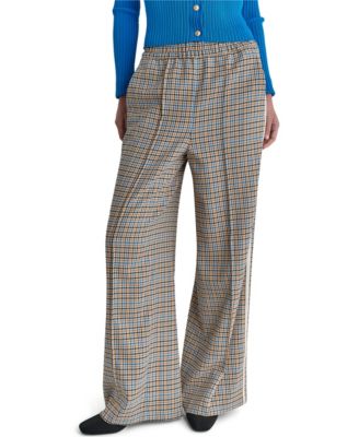 Women's Plaid Wide-Leg Pull-On Pants