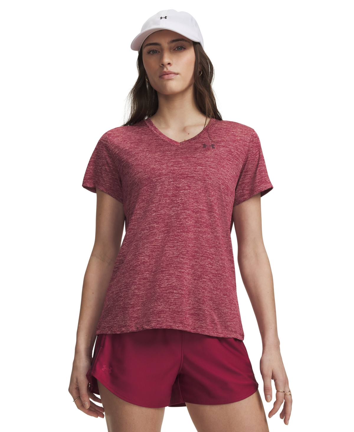 Under Armour Women's Twist Tech V-Neck Short-Sleeve Top - Claret/Ox Blood