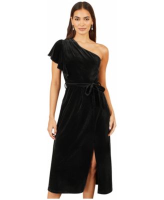 Women's Velvet One Shoulder Midi Dress