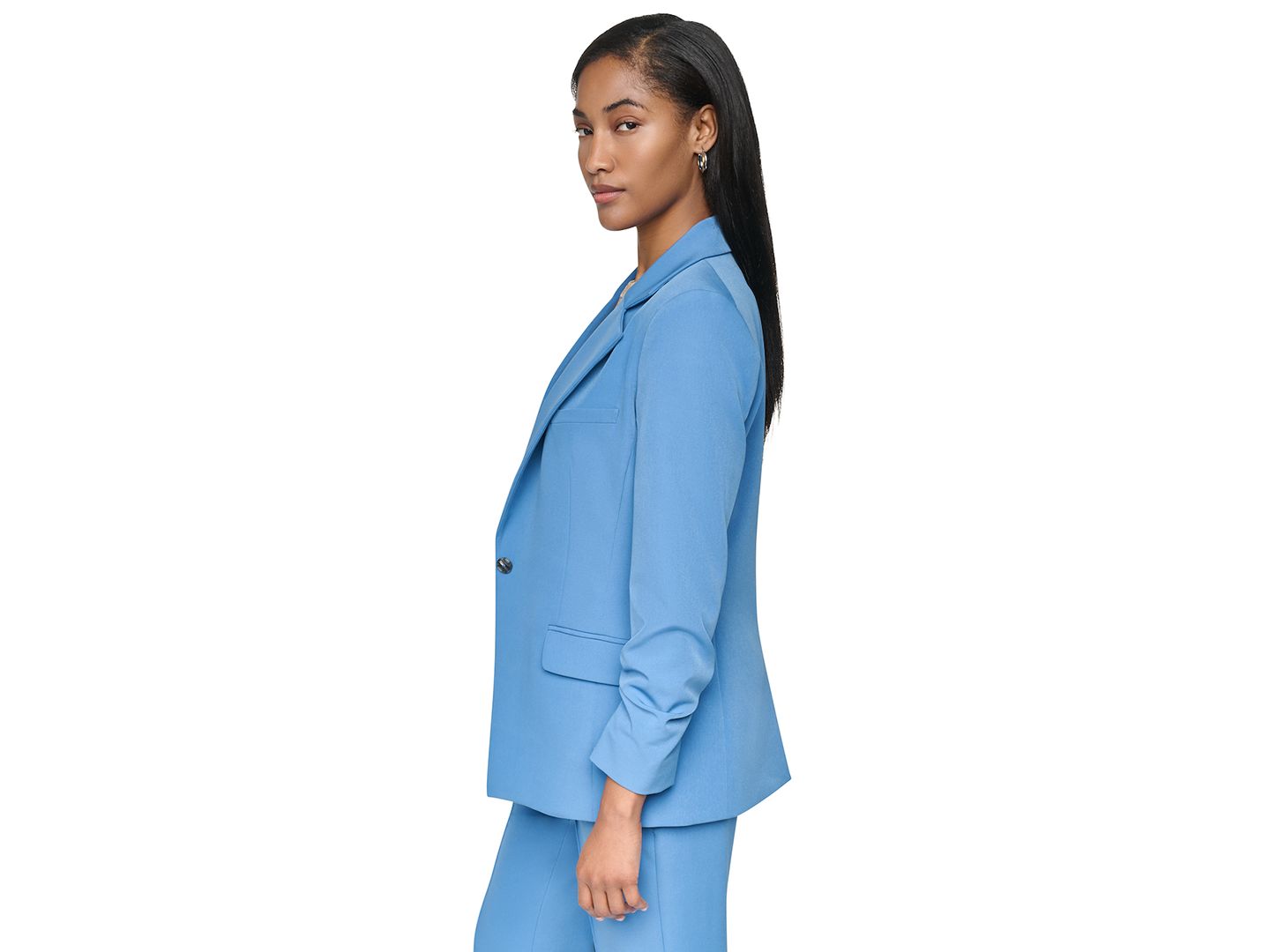 Женский пиджак DKNY Tech Tailoring 1-Button 3/4-Sleeve Blazer, цвет: Синий — фото 5