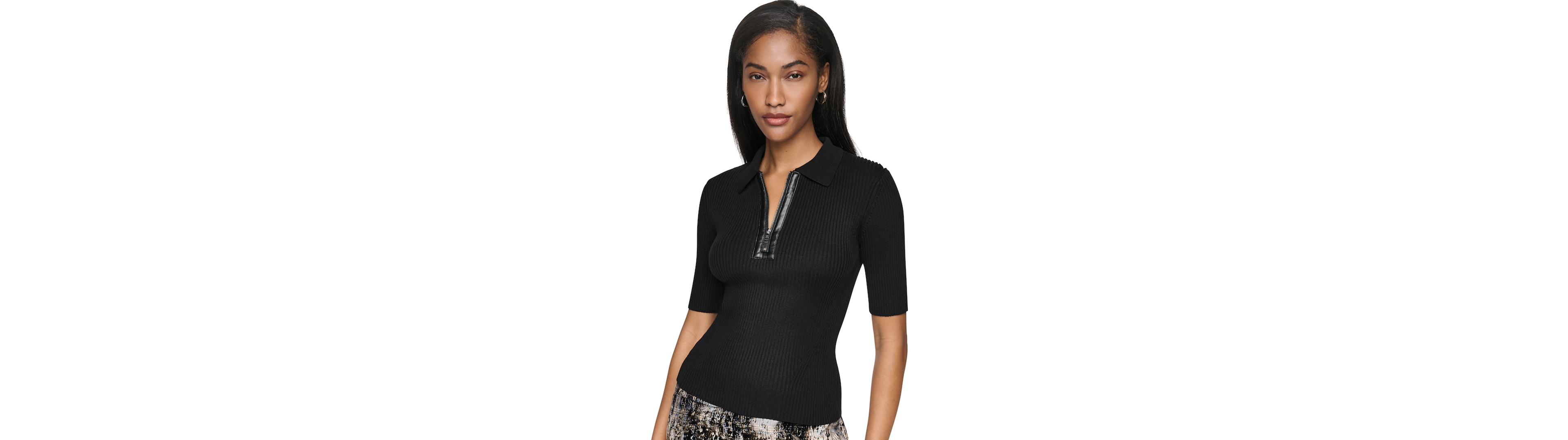 Dkny Women's Collared Quarter-Zip Short-Sleeve Sweater