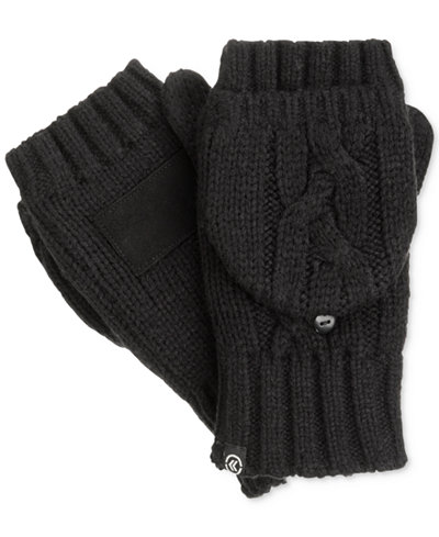 Isotoner Women's Chunky Cable Knit Flip Top Gloves