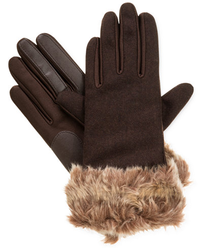 Isotoner Women's Boiled Wool SmarTouch® Gloves with Faux Fur