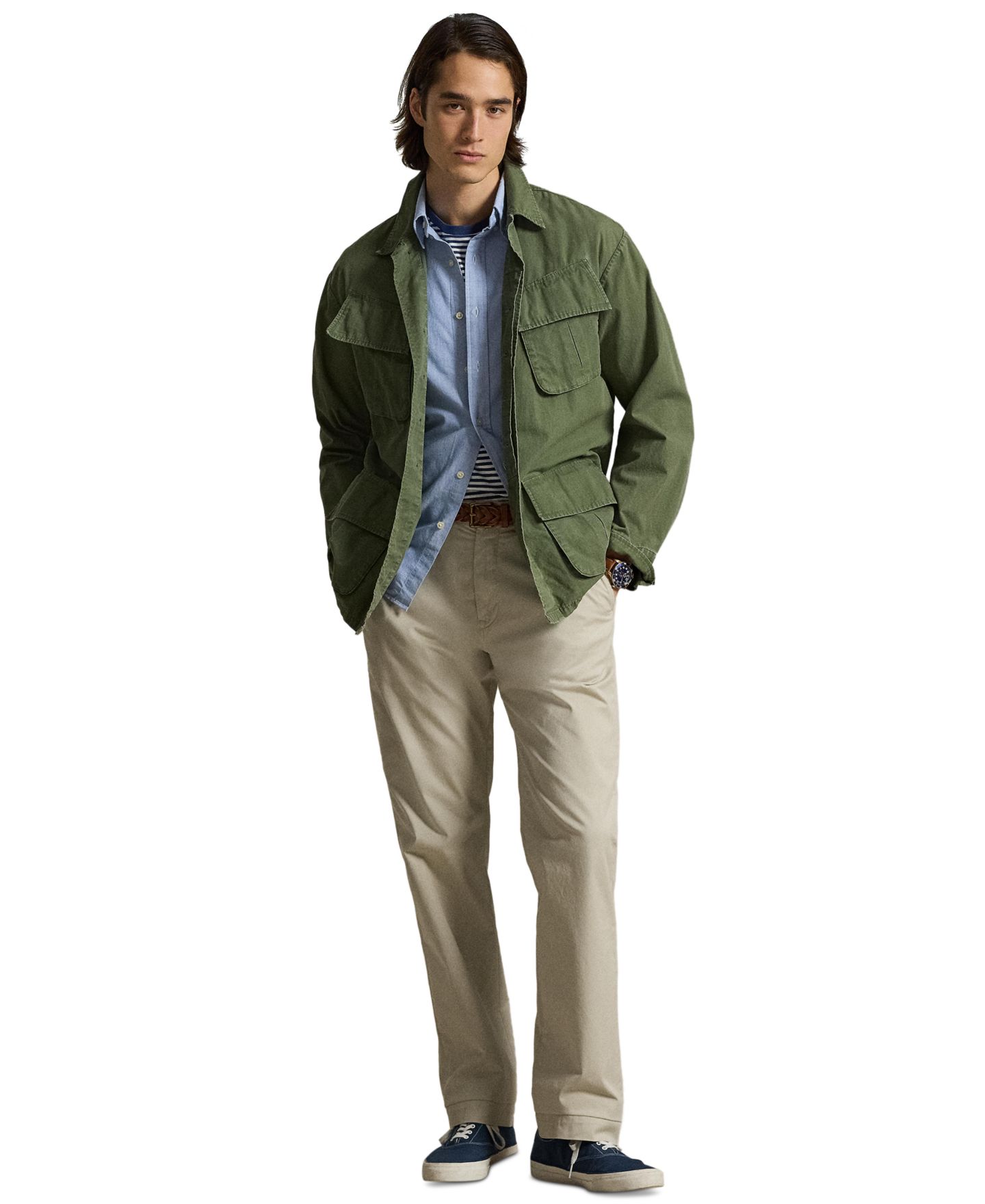 Мужские брюки Polo Ralph Lauren Stretch Classic-Fit Chino, цвет: Серо-бежевый — фото 5