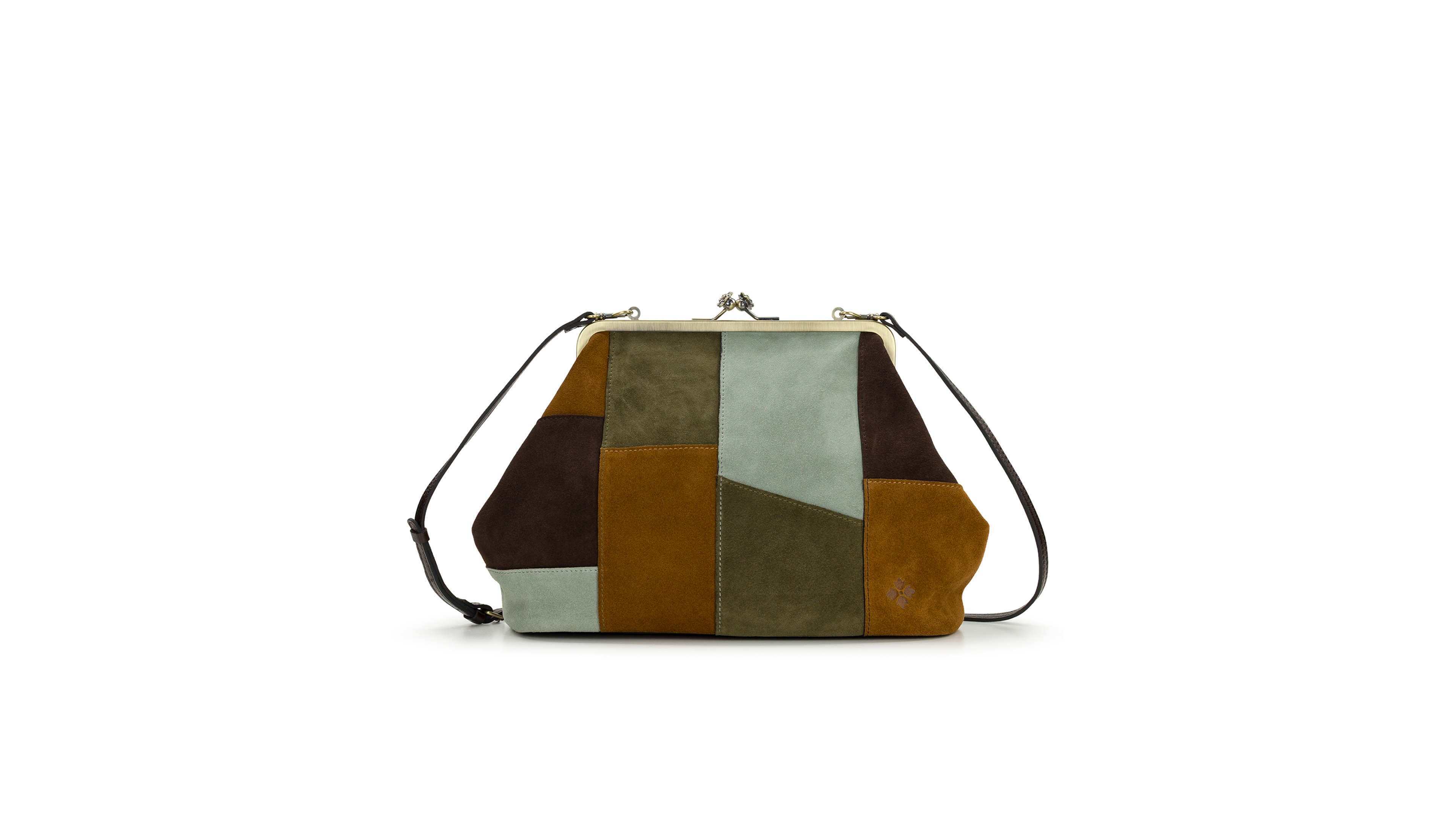Patricia Nash Vivianne Suede Medium Patchwork Frame Crossbody Handbag