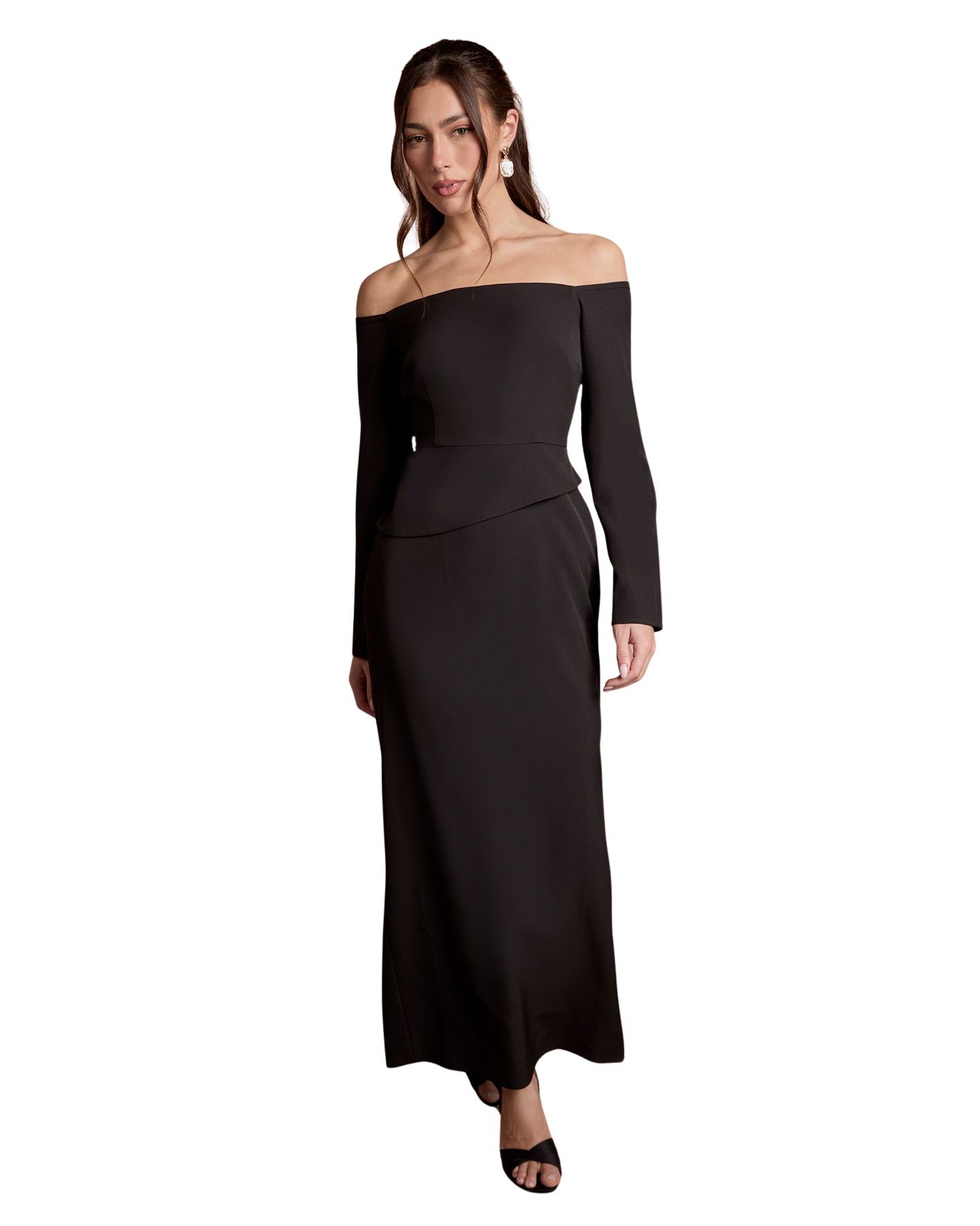 Женское платье Coast Bardot Long-Sleeve Maxi, цвет: Чёрный — фото 4
