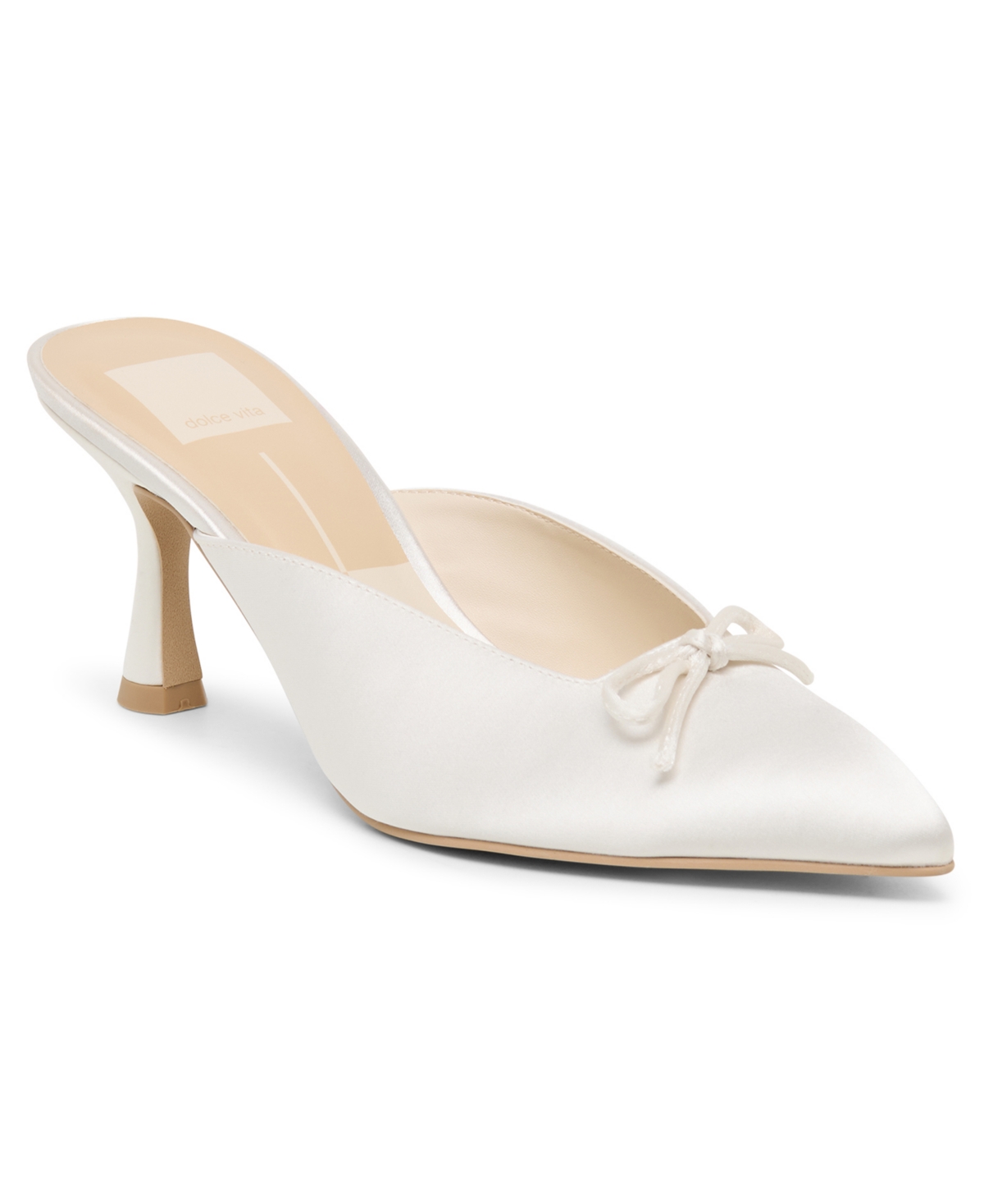 Dolce Vita Women's Cleo Bow Slip-On Kitten-Heel Mules - Off White Satin